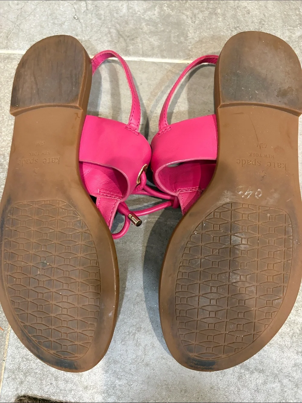 kate spade Hot Pink Leather Knot Thong Sandals